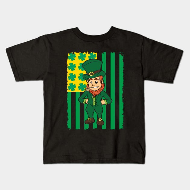 Irish American Leprechaun Flag Kids T-Shirt by AngelFlame